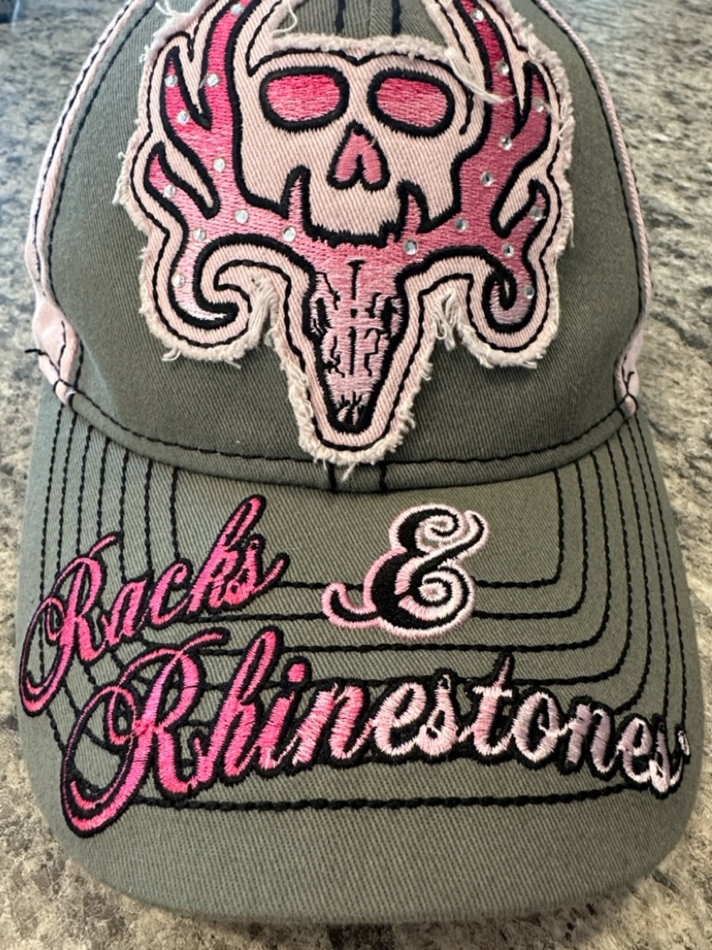 Adult Racks & Rhinestones Embroidered Skull hat - Picture 3 of 7
